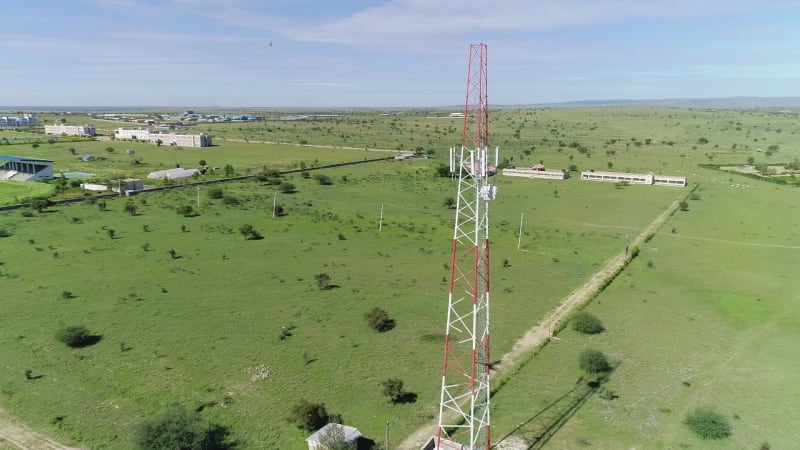 Aerial view of a telecommunications mast in Kajiado