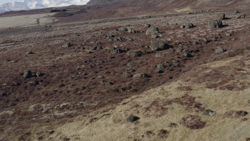 Landscape Aerial Views Across Rugged Mountainous Iceland in the Winter