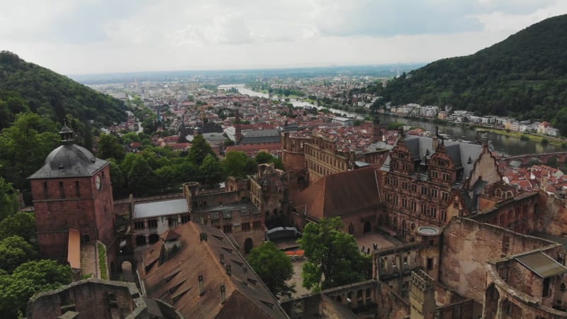 Aerial View of Heidelberger Schloss castle, Germany.