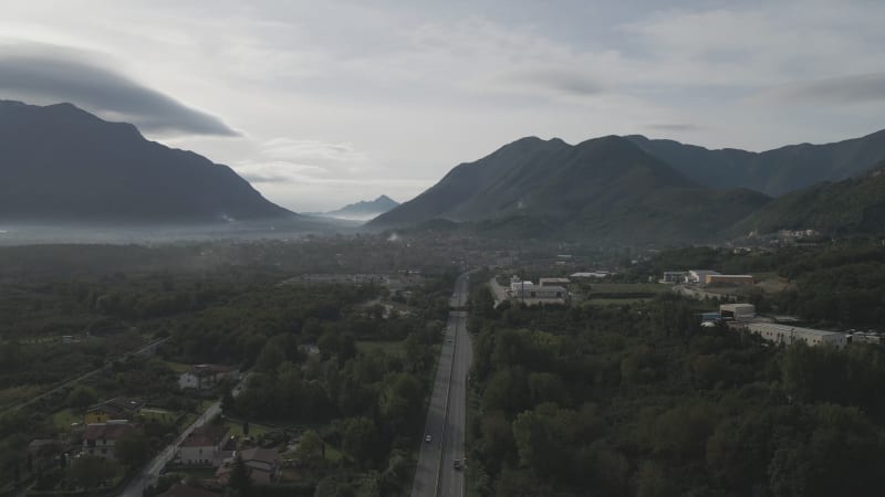 Aerial view of San Michele di Serino, Avellino, Irpinia, Campania, Italy.