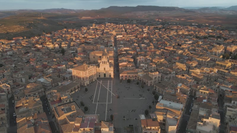 Aerial view of Grammichele, a small town near Catania, Sicily, Italy.