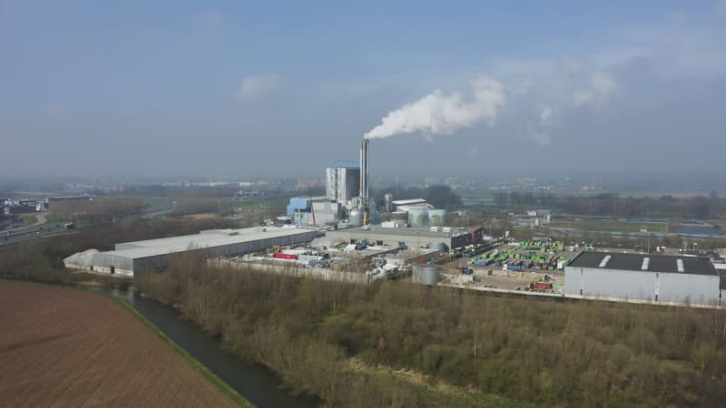 Aerial View of Industrial Factory in the Netherlands