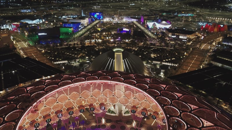 Aerial view of Dubai Expo 2020, United Arab Emirates.