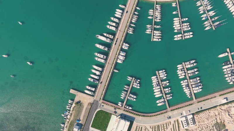 Aerial view above of Sukošan Marina Plaza.