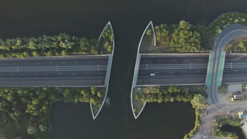 Aerial view of Aquaduct Veluwemeer, Harderwijk, The Netherlands.