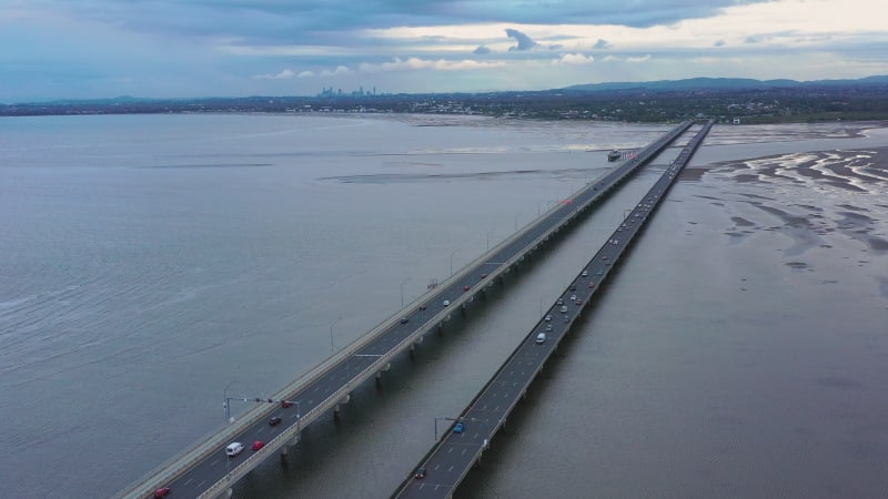 Aerial view of the Houghton Highway Bridge, Queensland, Australia.