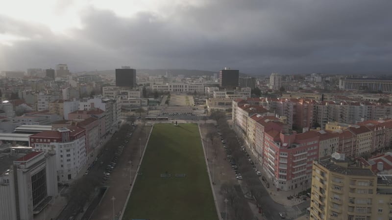 Aerial view of Alameda residential district in Lisbon downtown, Portugal.