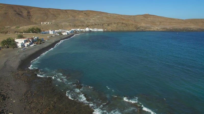 Aerial view of coves in Pozo Negro village, Canary Islands.