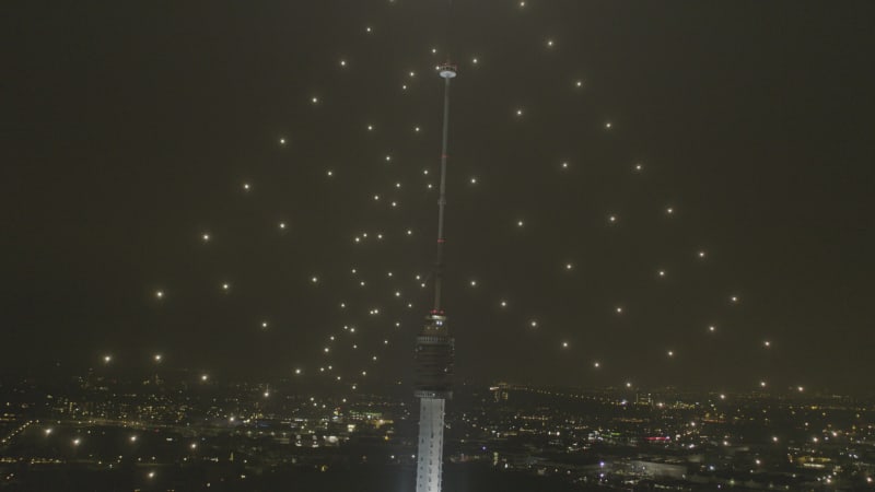 Night Illumination of the Gerbrandytoren TV and Radio Tower in the Netherlands