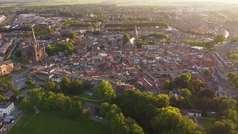 Woerden Village Aerial View at Sunset