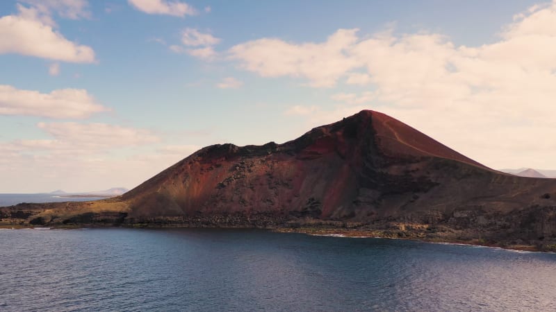 Aerial view of rock formation mountain, Lanzarote.