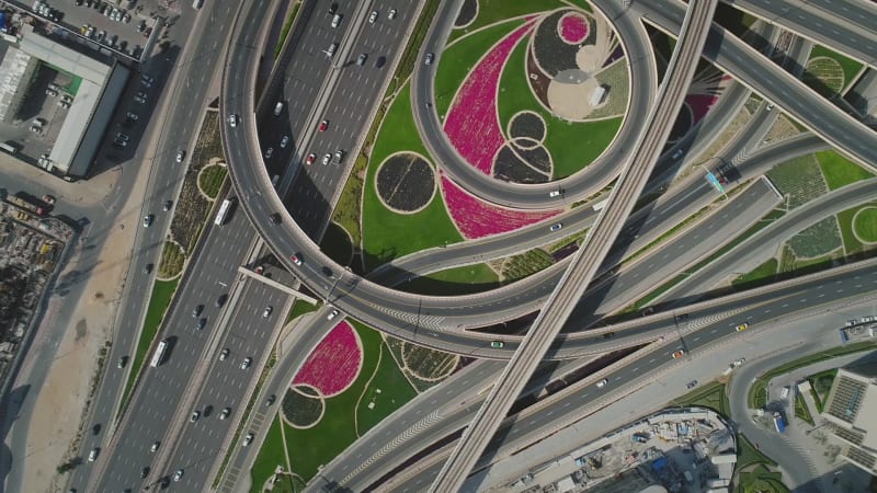 Aerial view of colourful and organized intercession.