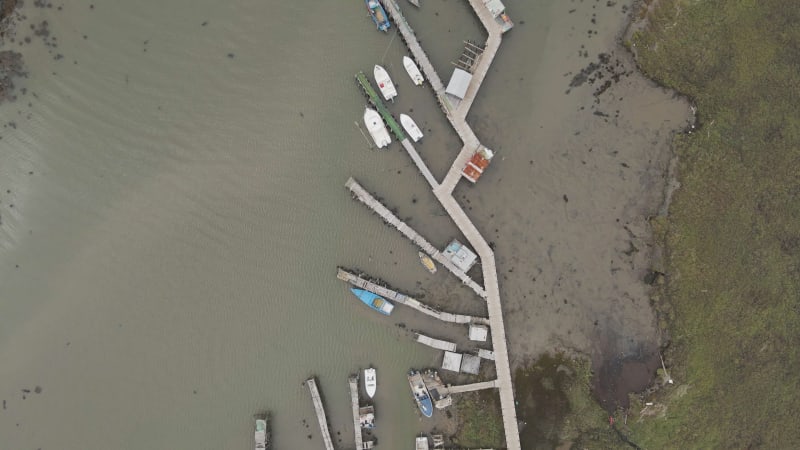 Aerial view of Palafita da Carrasqueira, Troia Peninsula, Setubal, Portugal.