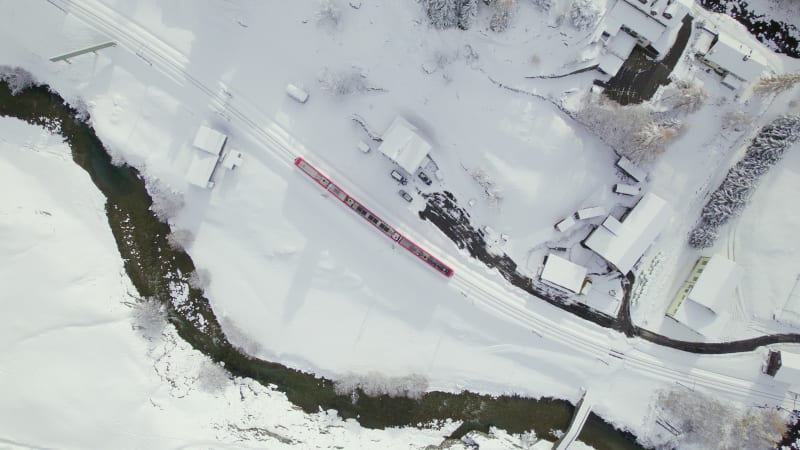 Snow Train in Switzerland Used to Shuttle Passengers and Skiers to Ski Resorts