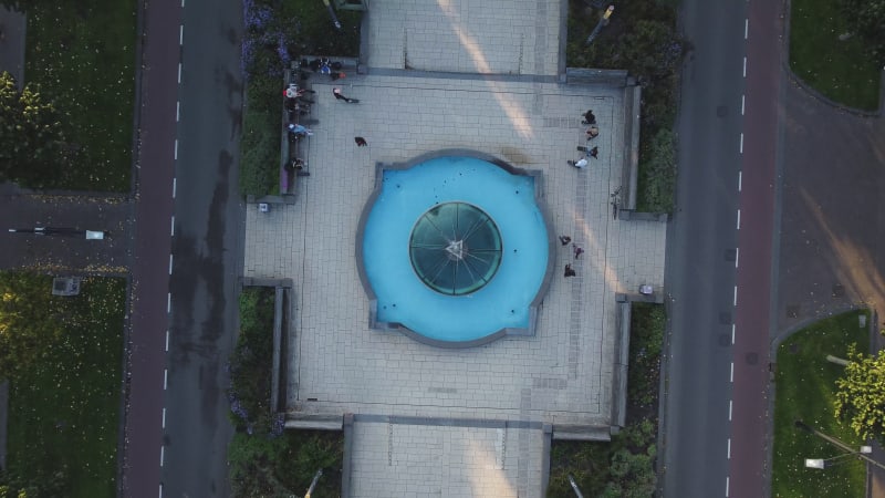 Top down shot of the Fountain at van Schaeck Mathonsingel in Nijmegen city, the Netherlands.