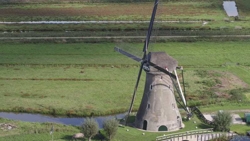 Dutch Windmill Water Management in Haastrecht, Netherlands