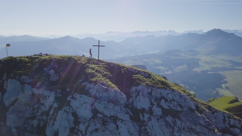 Aerial View of Classic Swiss Mountain Range in Luzern.