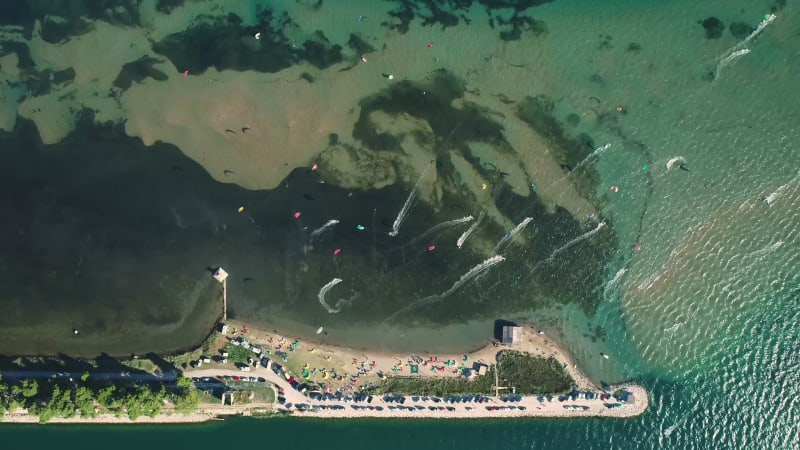 Panoramic aerial view of the Neretva delta valley river.