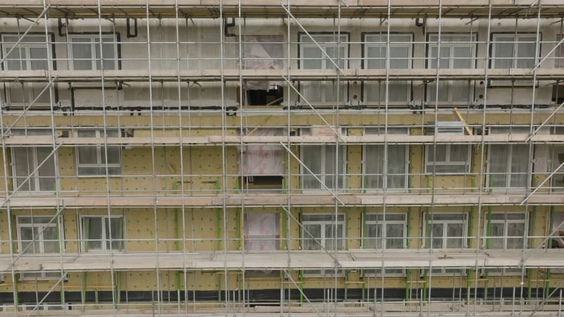 A bird's-eye view capturing an unoccupied construction site located in the Netherlands.