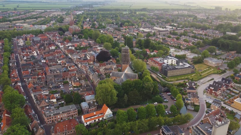 Houses and Churches in IJsselstein, Utrecht province, the Netherlands.