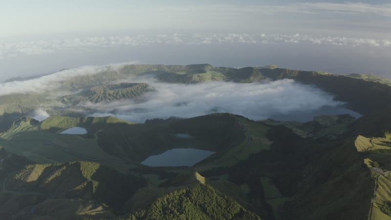 Aerial view of Lagoa das Eguas, Azores, Portugal.