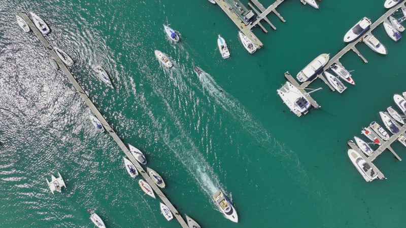 Yachts and Boats on a River Pleasure Boating Bird's Eye View