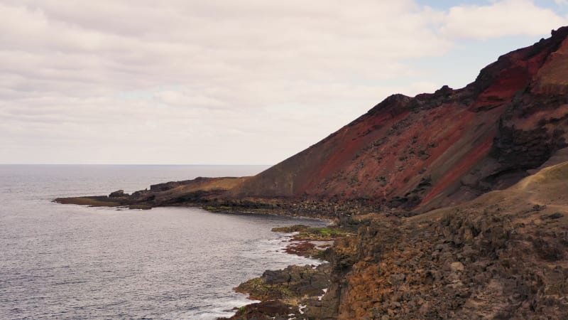 Aerial view of rock formation mountain, Lanzarote.