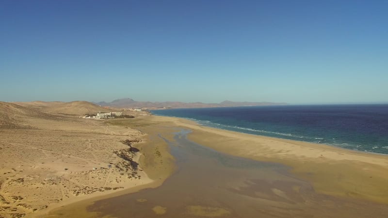 Aerial view of Sotavento lagoon beach, Canary Islands.