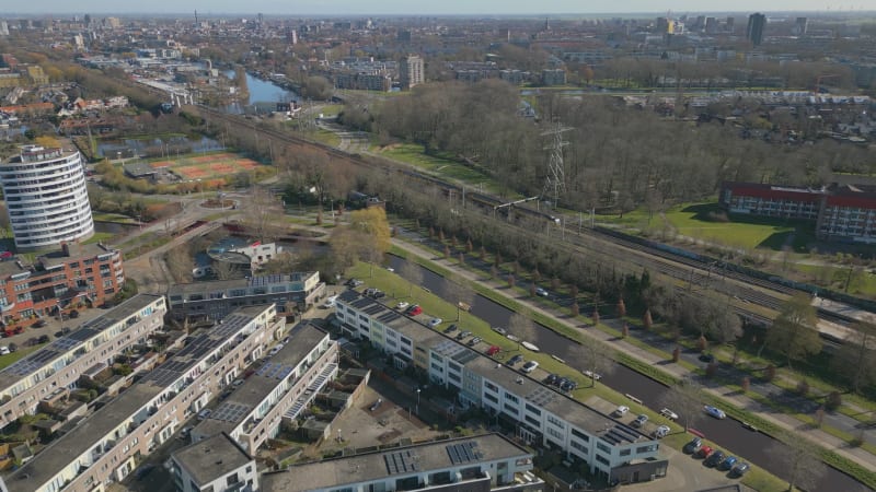 Train passing through Leiden