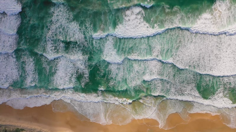 Aerial view of hidden beach at Alexandria Bay.