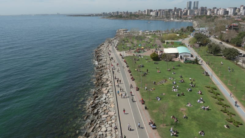 Aerial view of park in Suadiye district, Istanbul, Turkey.