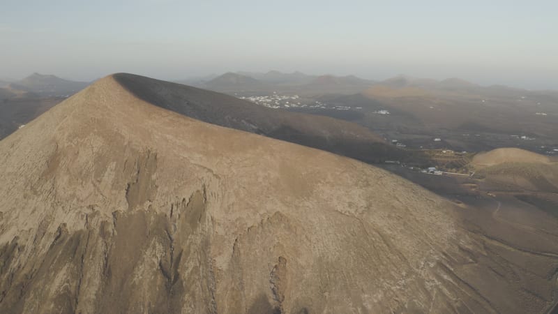 Aerial view of volcanic formation on Lanzarote island, Canary Islands, Spain.