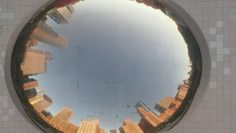 Aerial view of Cloud Gate, Chicago, Illinois, United States.