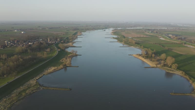 The River De Lek With Small Town On The Side