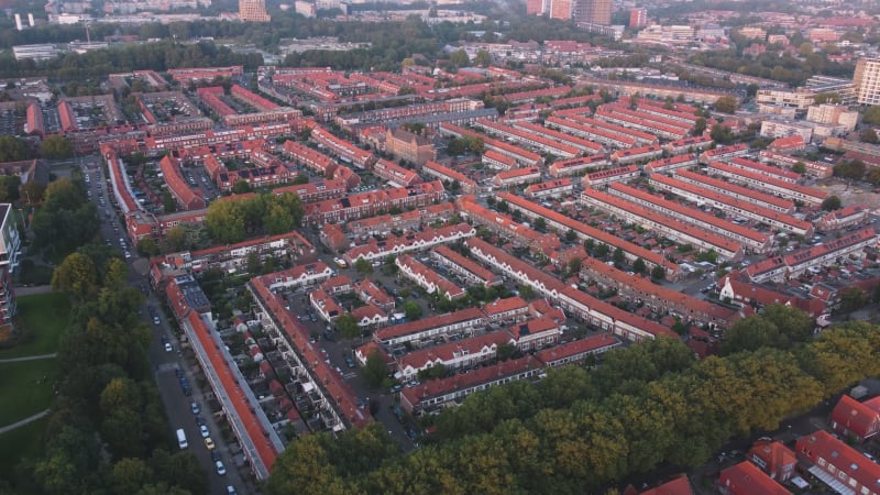 Overview of Tuindorp neighborhood in Utrecht, The Netherlands.