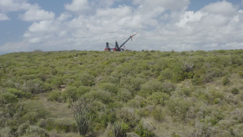 Oil Drilling Rig on Curacao Island Shore