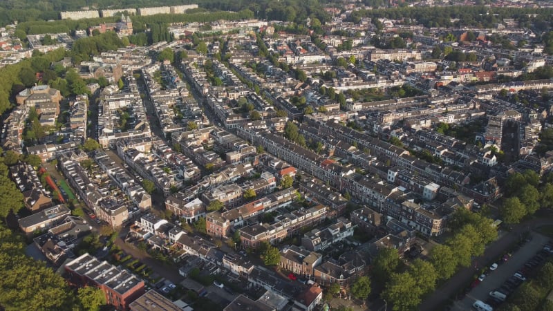 Overhead view of the Wittevrouwen Suburb, in Utrecht, the Netherlands