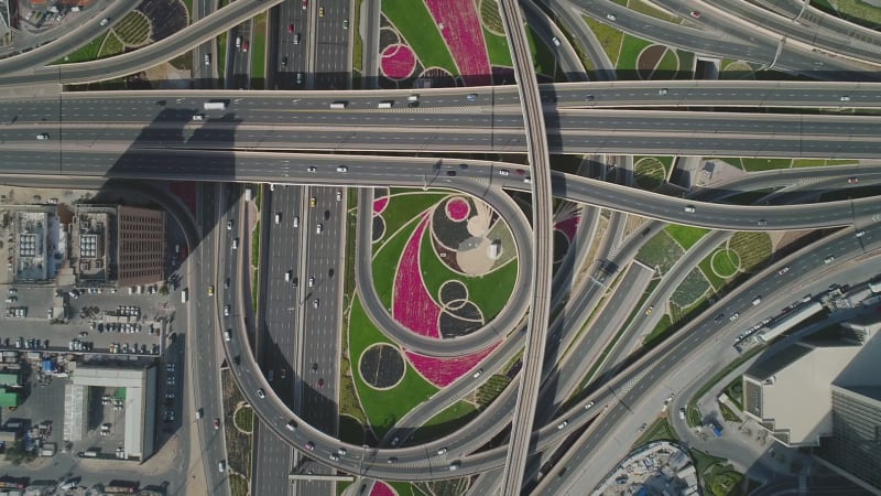 Aerial view of colourful and organized intercession.