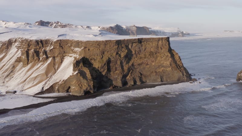 Reynisdrangar Columns and the Black Sand Beach in Iceland