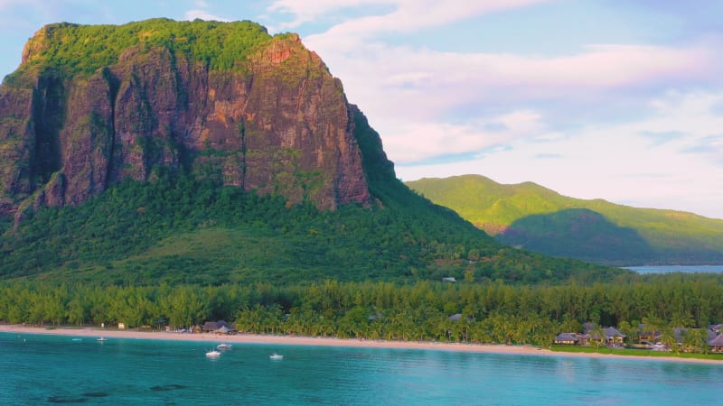 Aerial view of Le Morne Brabant, Mauritius.