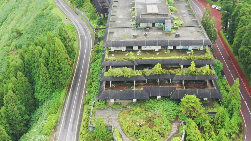 Aerial view of Monte Palace Hotel, Sao Miguel Island, Azores, Portugal.