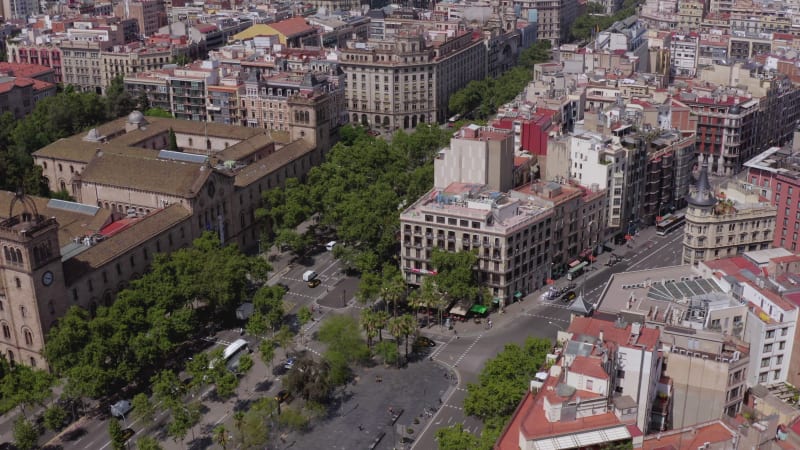 Grand Via in Barcelona a Treelined Street in the Bustling Gothic City