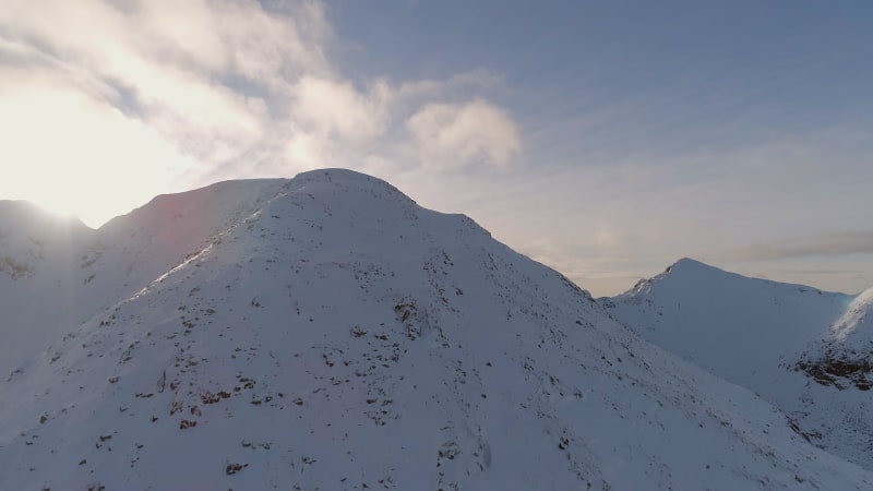 Snowy Mountain Aerial View in the Winter