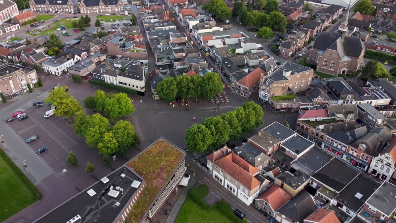 Beautiful manicured residential area in Coevorden city, Netherlands.