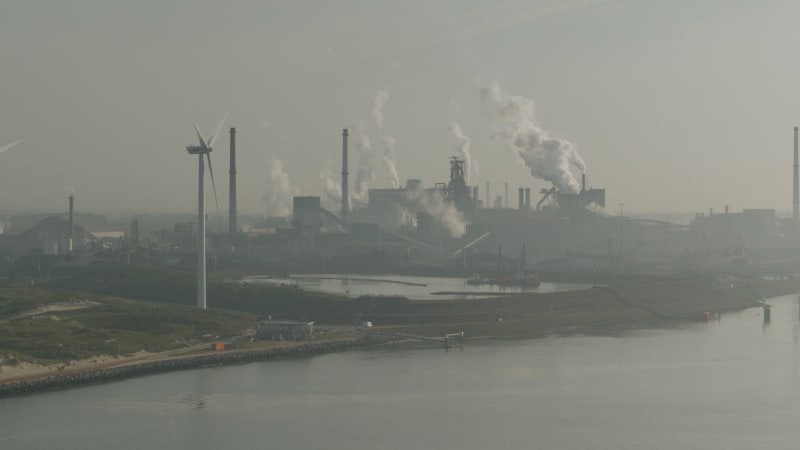 Aerial View of Tata Steel Factory in Wijk Aan Zee, Netherlands