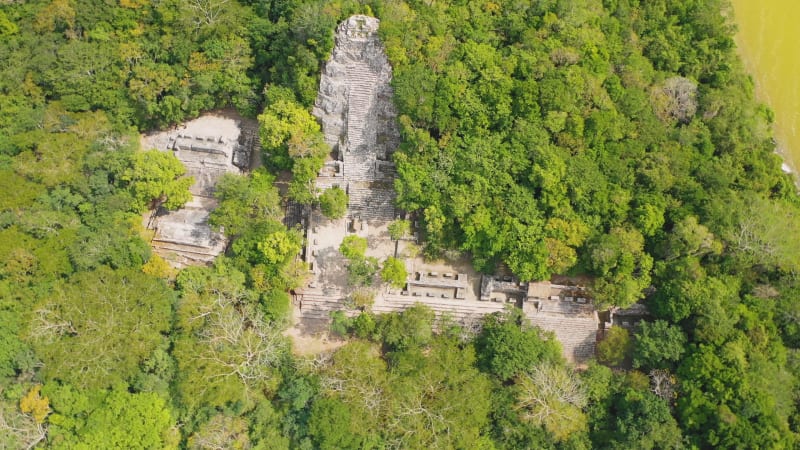 Aerial view of Coba Ruins in Quintana Roo.