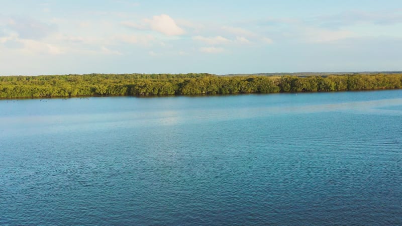 Aerial view of Pumicestone Passage, Queensland, Australia.