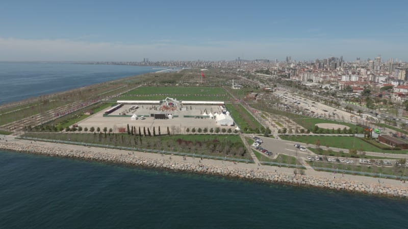 Aerial view of park in Kartal district, Istanbul, Turkey.