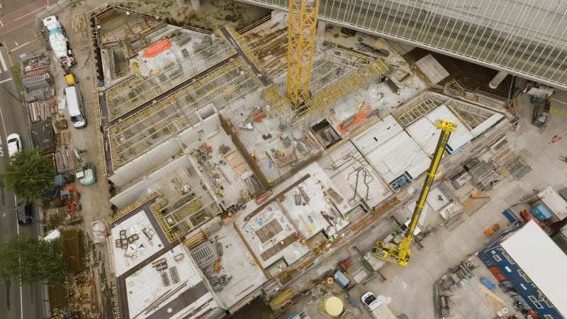 Capturing an Aerial View of Construction Site Materials