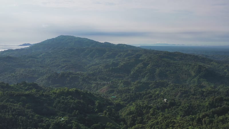 Aerial view of mountain landscape in Bandarban, Bangladesh.